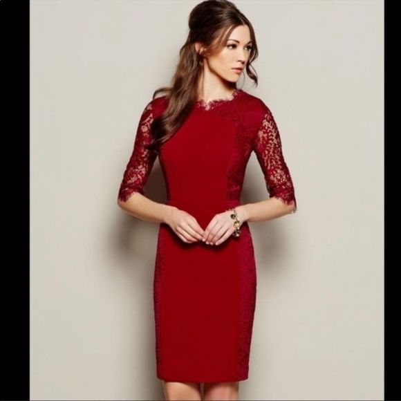 ANTONIO MELANI Dresses & Skirts - NWT Antonio Melani Delphine Lace Sheath Dress in Scarlet size 4